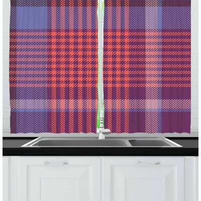 2 Piece Retro British Irish Cultural Pattern of Tartan Abstract Celtic Design Kitchen Curtain -  East Urban Home, F75A99CE98A14C28B4AAD639DE0FFC41