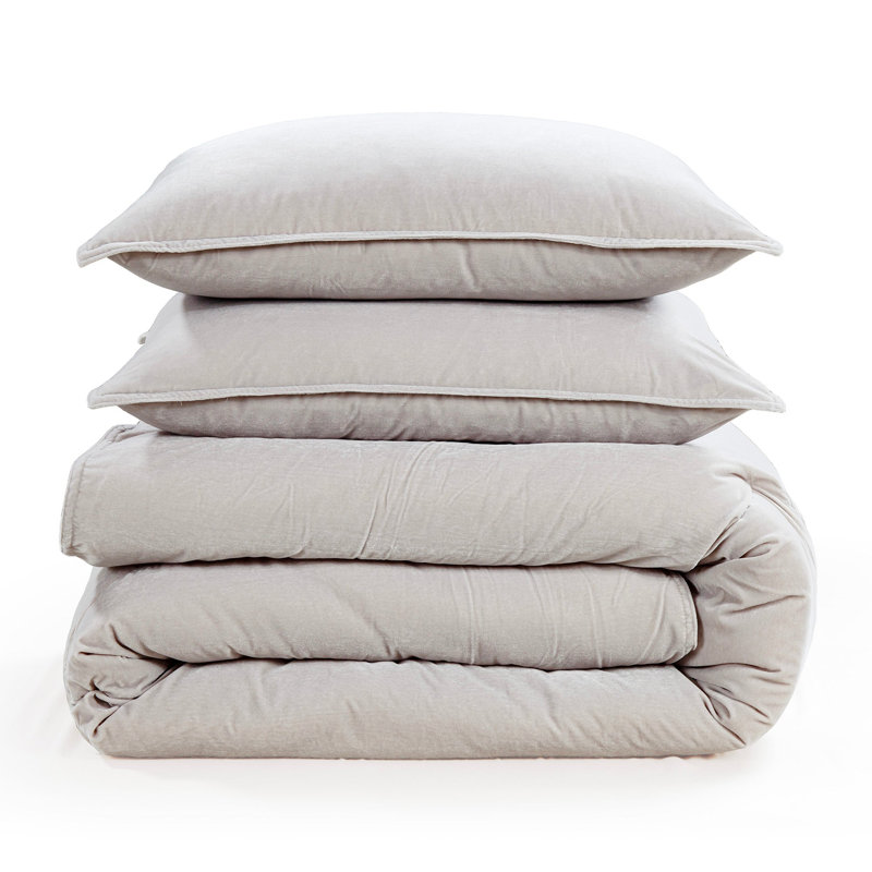 Estelle Velvet Soft Plush Classic Modern Chic Casual Comforter Set, Queen Comforter + 2 Standard Shams, Taupe