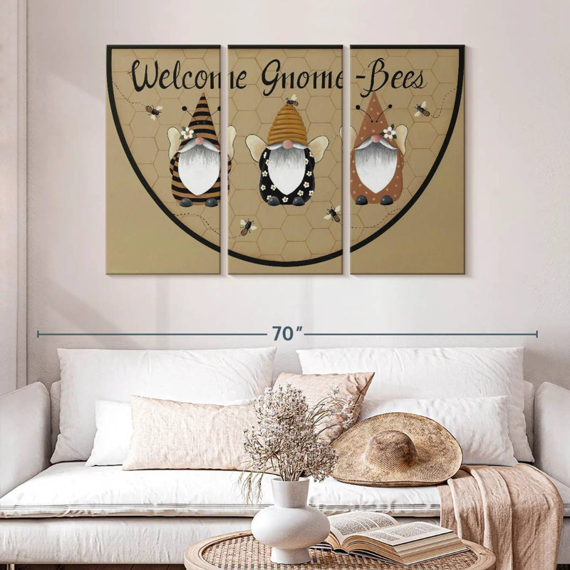 Kelan Welcome Gnome Bees, 32" H x 50" W