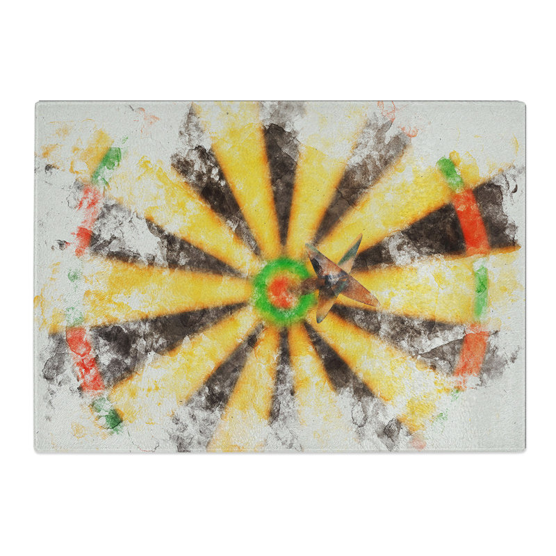 Bulls Eye Dartboard Watercolour Chopping Board, 0.4cm H x 20cm W x 28.5cm L