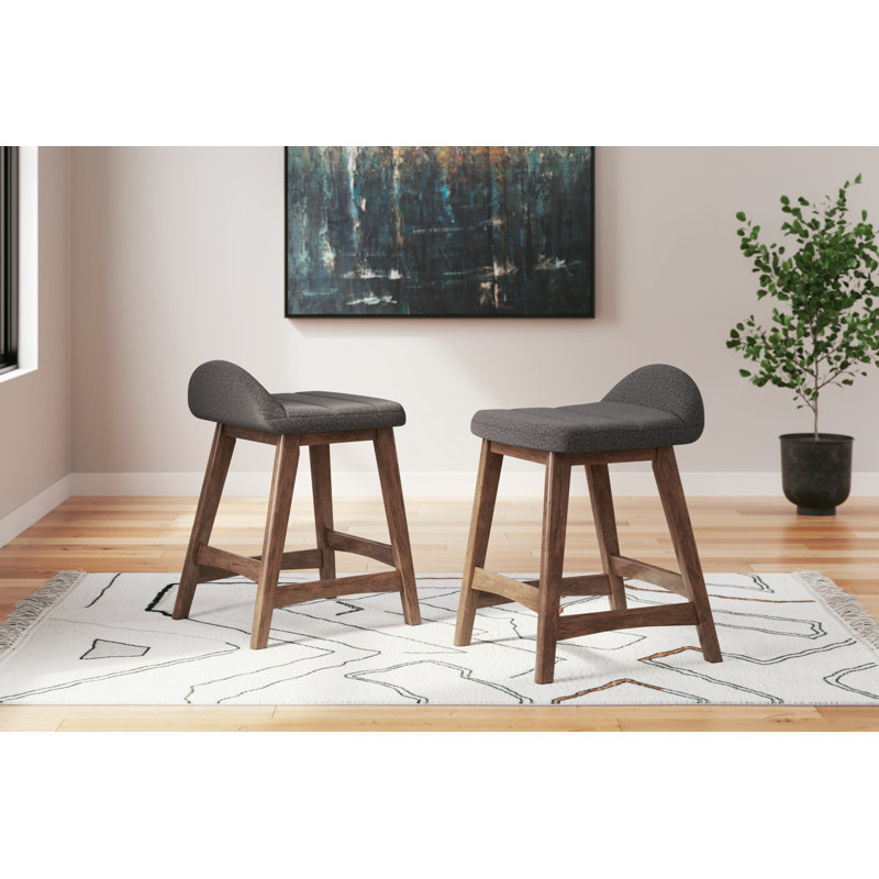 Munana Upholstered Counter Stool with Solid Wood Frame, Charcoal