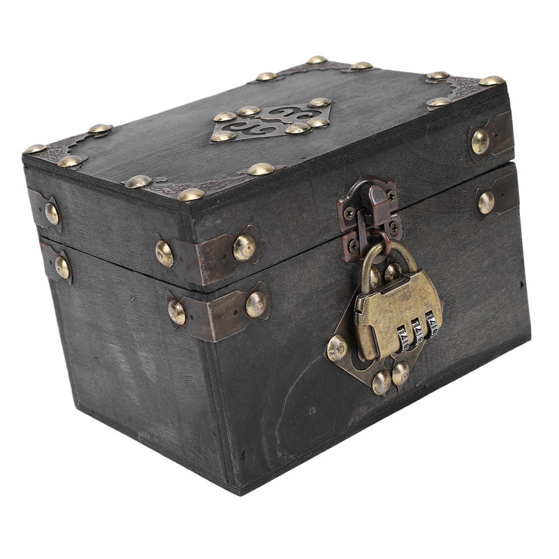 Boîte de rangement rétro en bois avec serrure à combinaison rétro organisateur de bijoux pour souvenirs photos