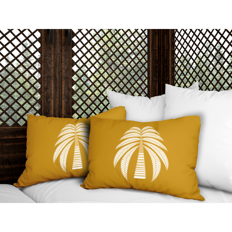 Floral Outdoor Reversible Throw Pillow, Yellow