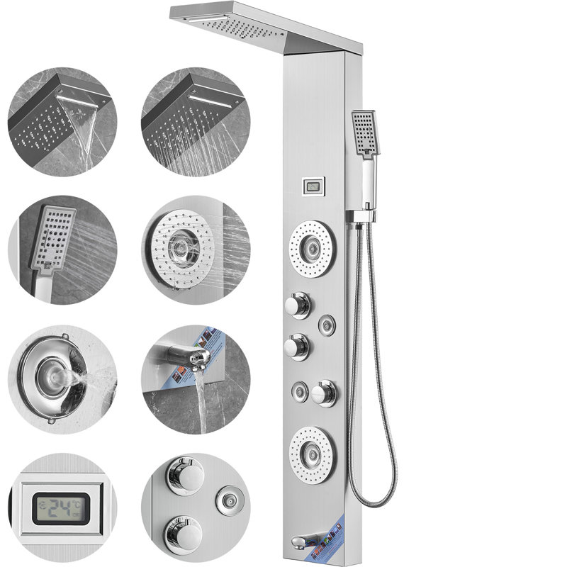 52 Shower Panel With Handheld Shower Head