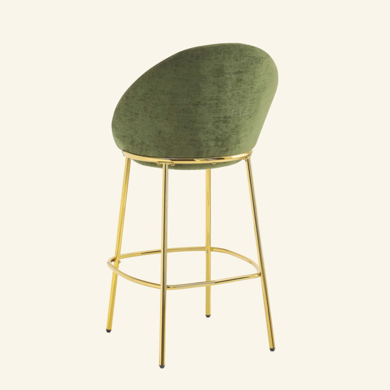 Tabouret de bar d'intérieur moderne et luxueux, rembourré, avec pieds polis, ensemble de 4, 4