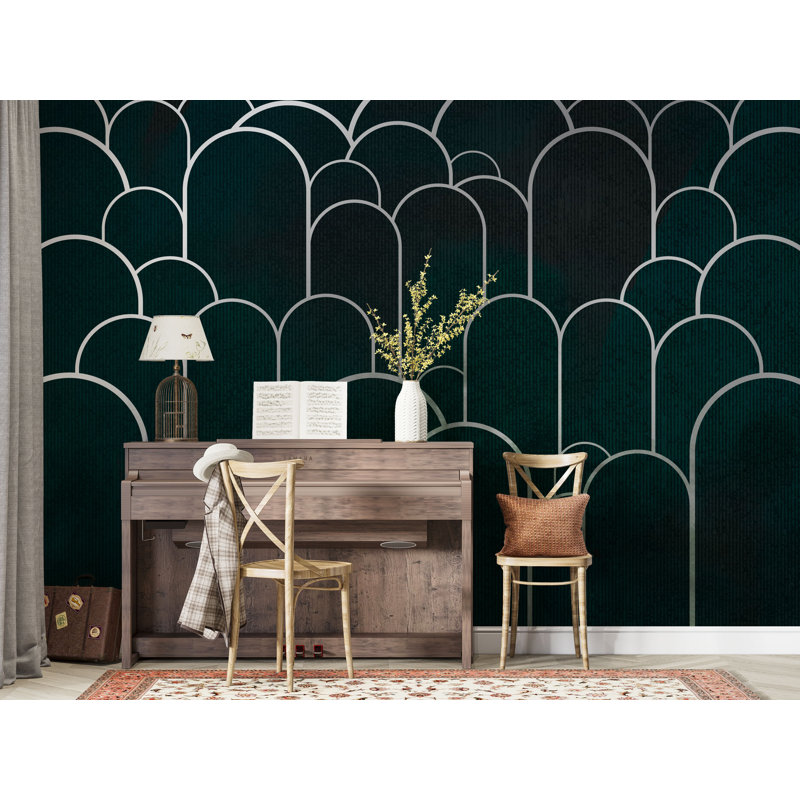Murale abstraite géométrique 3D noir et beige | Papier peint adhésif Luxury Luxury Architectural | Décoration murale de salon amovible