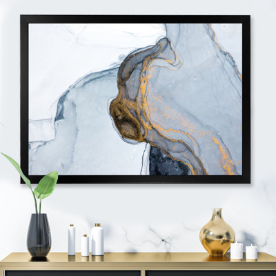 " Luxury Grey Gold Marbled Flow Art "