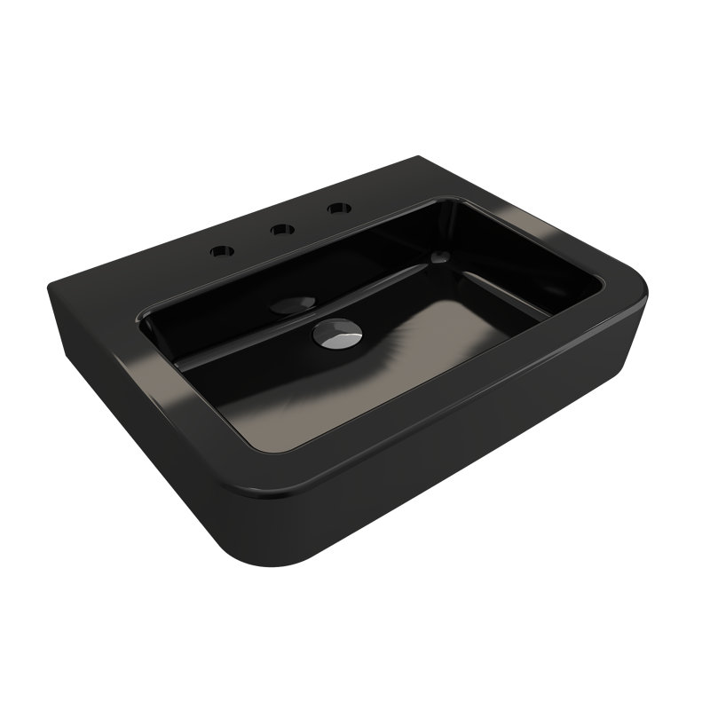 Parma 25.59'' L Bathroom Sink, Matte Black, 8" Widespread