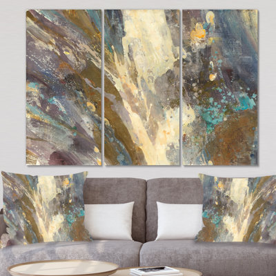 Fire And Ice Minerals IV - 3 Piece Wrapped Canvas Painting