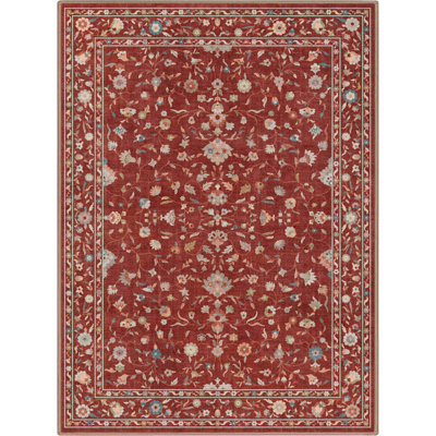 Bungalow Rose Aylena Hereke Floral Red Area Rug