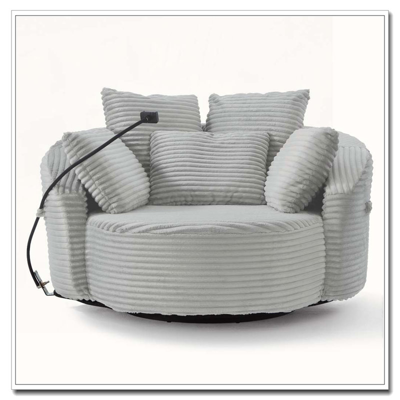 Fauteuil demi-tonneau pivotant à 360 °, Gris clair