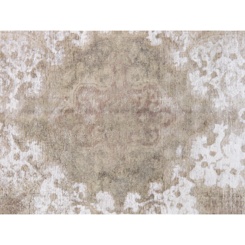 Tapis unique en laine noué à la main beige / blanc 9 pi 2 po x 12 pi 6 po