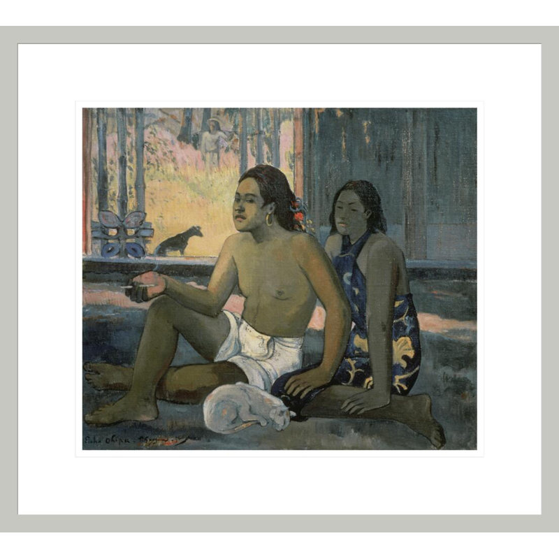 «Eiaha Ohipa or Tahitians in a Room» par Paul Gauguin - Estampe numérique encadrée, 17.75" H x 19.59" W