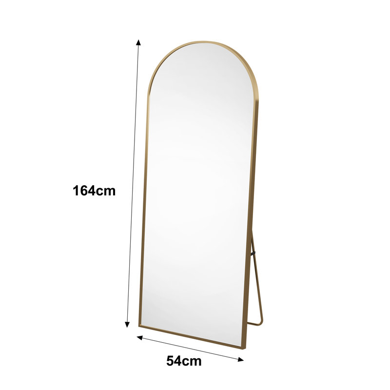 Aleaya Aluminium Half-circle Mirror, Gold, 164cm H x 54cm W