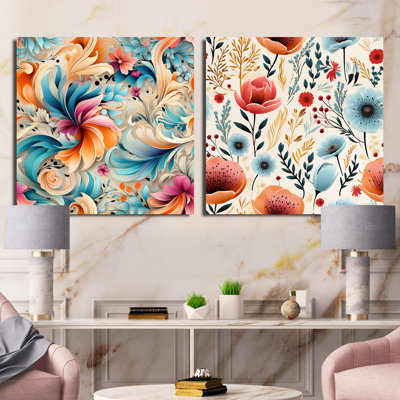 Zandra - Ensemble de 2 collages floraux carrés