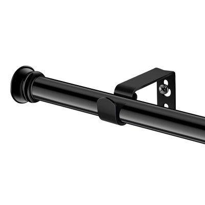Standard Decorative Window Curtain Rods 30 To 45 Inch,5/8 Inch Diameter Small Curtain Rod Set, Heavy Duty Drapery Rods With Brackets-Black
