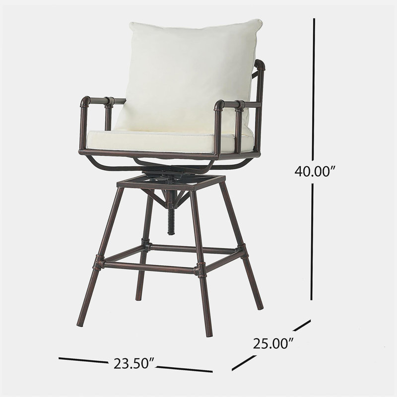 Tabouret de bar extérieur pivotant, réglable en hauteur avec coussin, chaise de bar