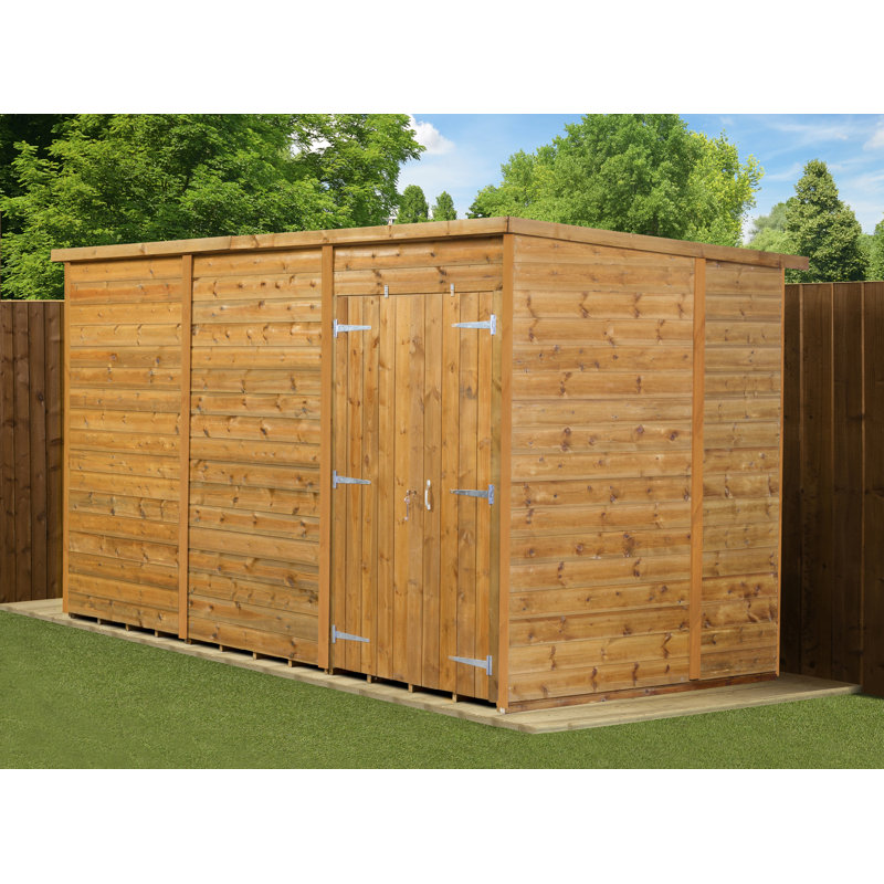 Modular Pent Garden Shed  12X6 No Windows  Double Door