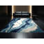 Tapis bohémien doux et moelleux à motif abstrait brun - Reliure bleu ciel-470355721