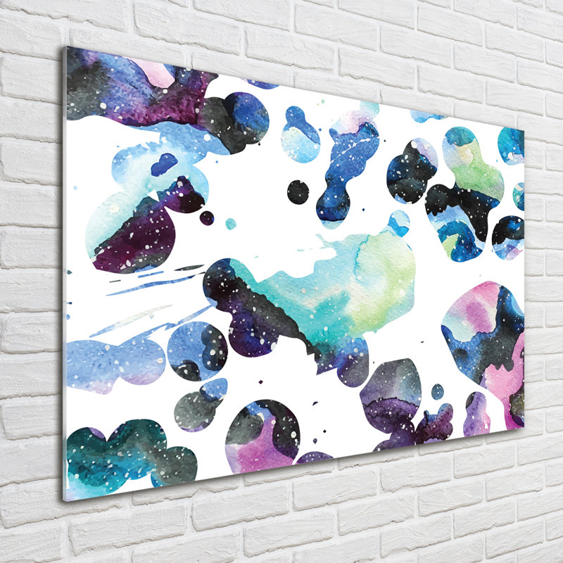 Glass Print Wall Art 100X70cm Image Printed On Glass Decorative Wall Picture Behind Toughened / Tempered Safety Real Glass For Kitchen & Living Room Theme:Colorful Galaxy
