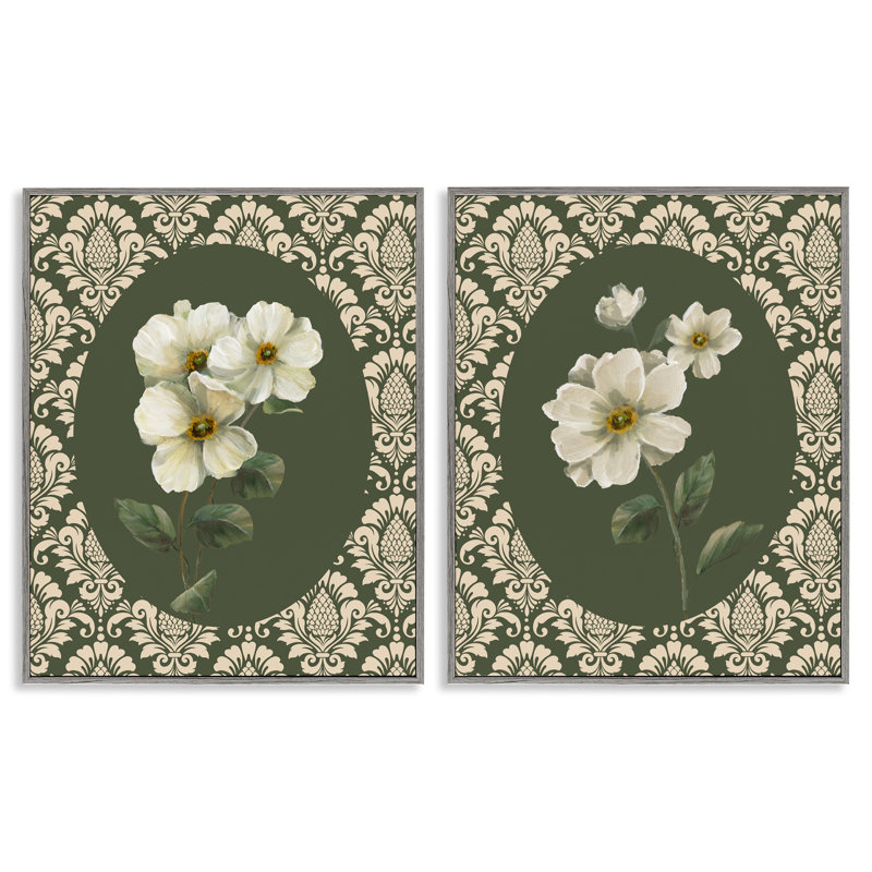 Ensemble de 2 giclées encadrées Fancy Lace White Florals, par Nan, Estampe numérique Farmhouse, H 30 po x l 48 po