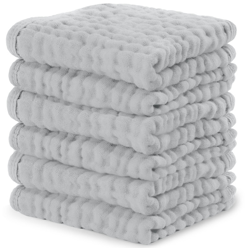 Comfy Cubs Muslin Baby Washcloths - Soft 6-Layer Cotton Wash Cloths for Sensitive Skin - 10"x10" Large, Gentle, Absorbent Infant Essentials