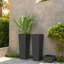 Jardinières noires modernes peu encombrantes, matériau PP durable, décoration extérieure