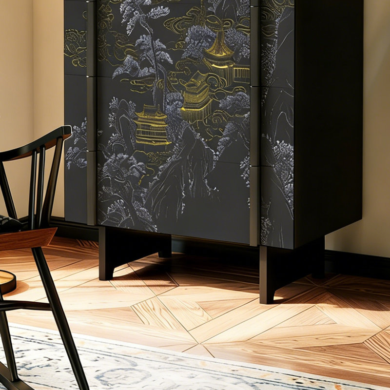 Commode de style chinois à 5 tiroirs pour le salon