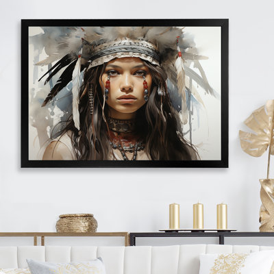 Native Sioux Woman Portrait - Native American Art Framed Wall Art