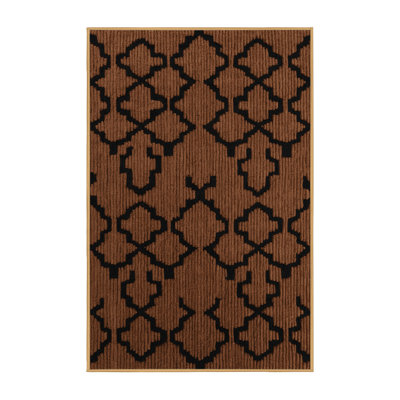 Machine Washable Trellis Brown Area Rug
