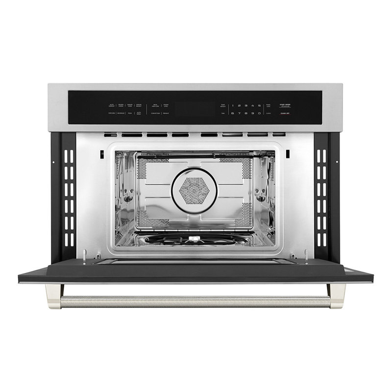 ZLINE Autograph 30 in. Microwave Drawer in Stainless Steel and Polished Nickel Helix Handle, Polished Nickel