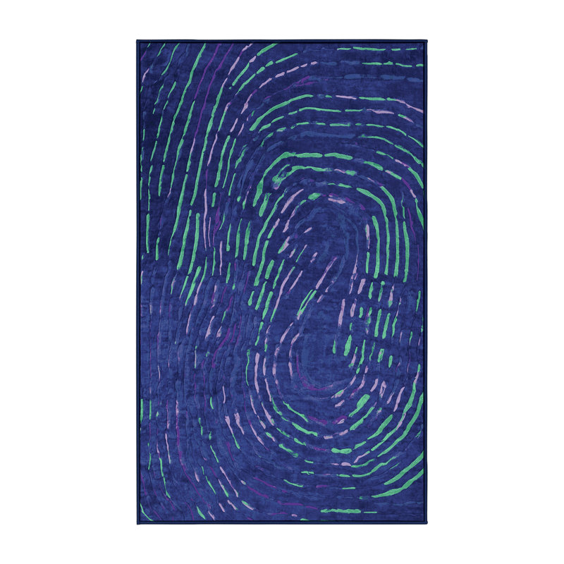 Tapis bleu lavable à la machine, Rectangulaire 8 pi x 10 pi