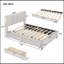 Lit plateforme double tapissier pleine grandeur avec 2 tiroirs et 1 lit gigogne simple, tête de lit classique, beige