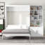 Lit double avec plusieurs tablettes de rangement et armoire, blanc - Fonction contemporaine unie dans la chambre à coucher