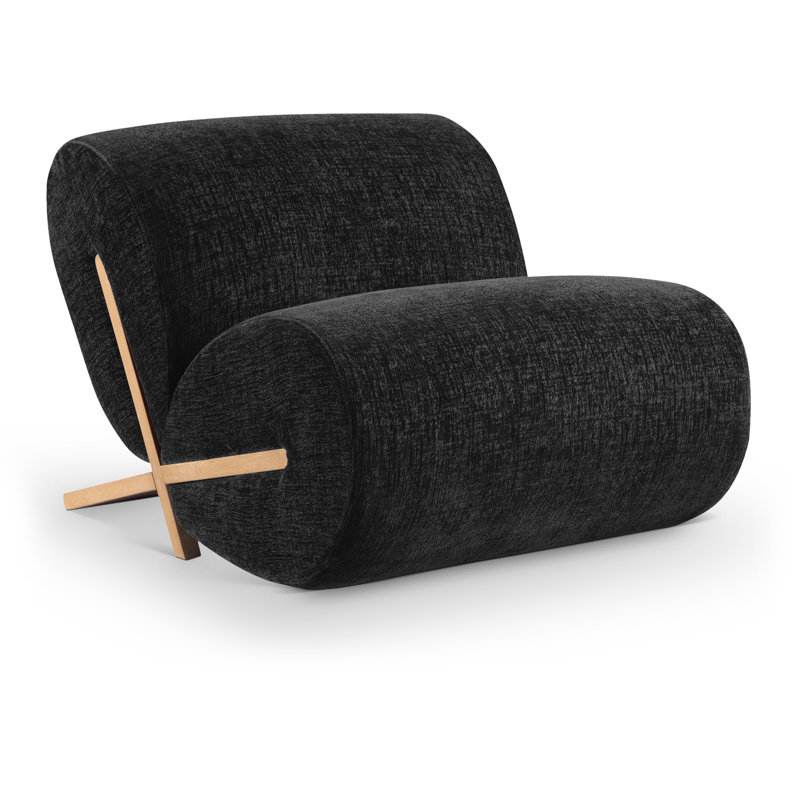 Akira Fabric Accent Chair, Natural, Black Polyester Fabric
