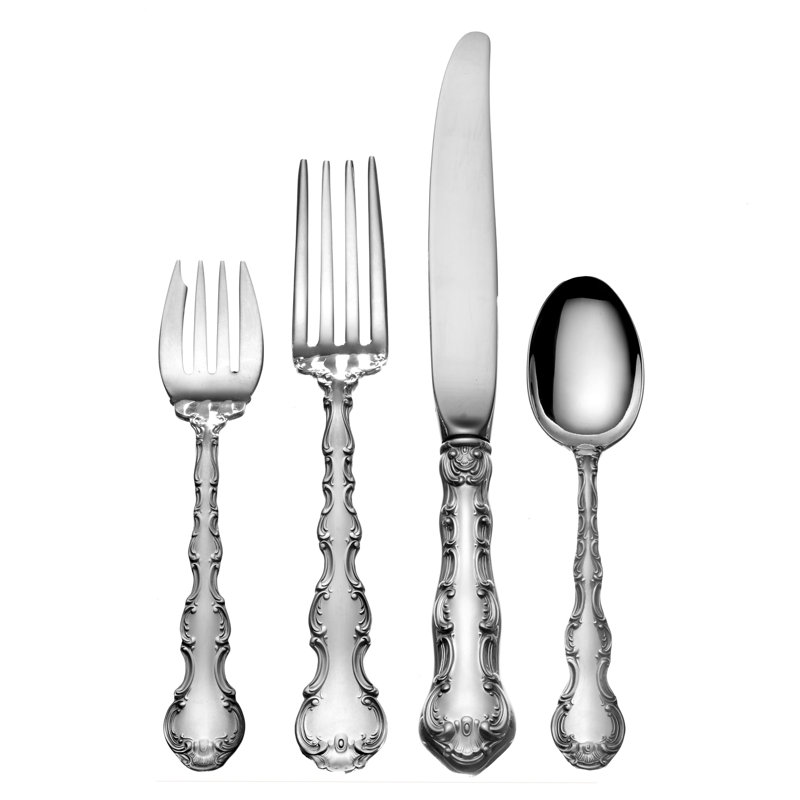 Strasbourg 4 Piece Sterling Silver Flatware Set, Service for 1