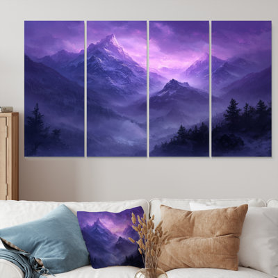 Misty Peaks In The Twiligh II - Peaks Wall Art - ensemble d'art mural traditionnel