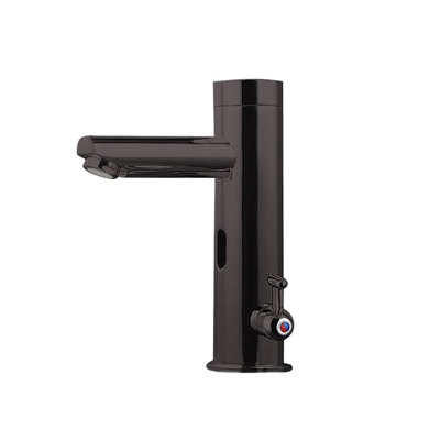 FontanaShower Commercial Temperature Control Thermostatic Automatic Touchless Sensor Faucet Polished Black Finish