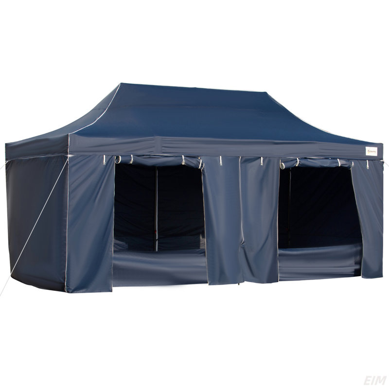 Auvent escamotable de 10 pi x 20 pi avec parois latérales et portes, tentes instantanées pour fêtes avec sac de transport à roulettes, hauteur réglable (auvent)