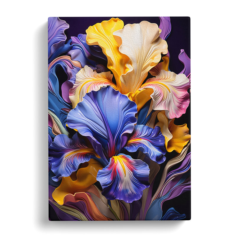 Iris Flower Orphism No.3 - Print on Canvas, 76cm H x 50cm W x 3cm D