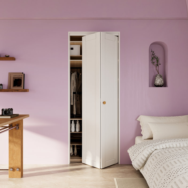 Porte pliante à panneau en bois massif 28 po x 80 po avec quincaillerie d'installation, 28 po x 80 po