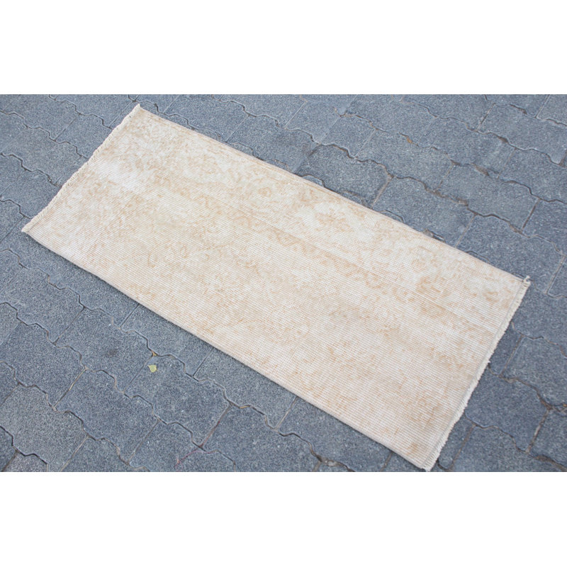 Handmade Luxury Turkish Rug - Vintage Wool Area Rug for Entry or Bath in Rich Brown