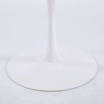 Table tulipe de 42,1 po en marbre blanc, table de salle à manger de style Mid-Century pour 4 à 6 personnes - plateau de table rond en panneau de fibres à densité moyenne (le plateau se compose de deux panneaux), table de salle à manger à piédestal, table de bout et table basse de loisir
