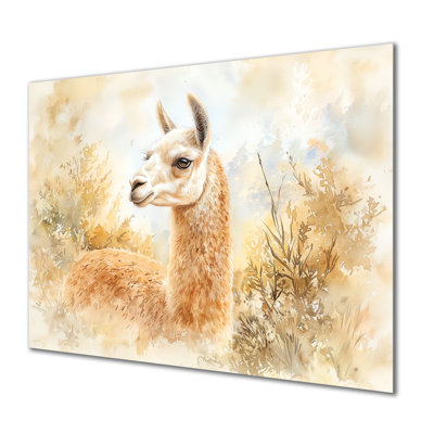 «Llama Portrait In Forest II», décoration murale animaux en métal, impression de lama