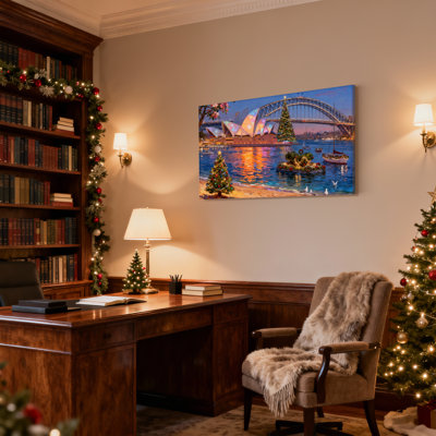 Christmas Sydney Opera House Christmas Scene Set of 3 Canvas Wall Art Prints