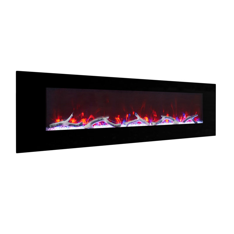 Kleber Wall Mounted Electric Fireplace with Bluetooth Speakers and 3 Colors LED Light, 18.3" H x 72" W x 5.4" D
