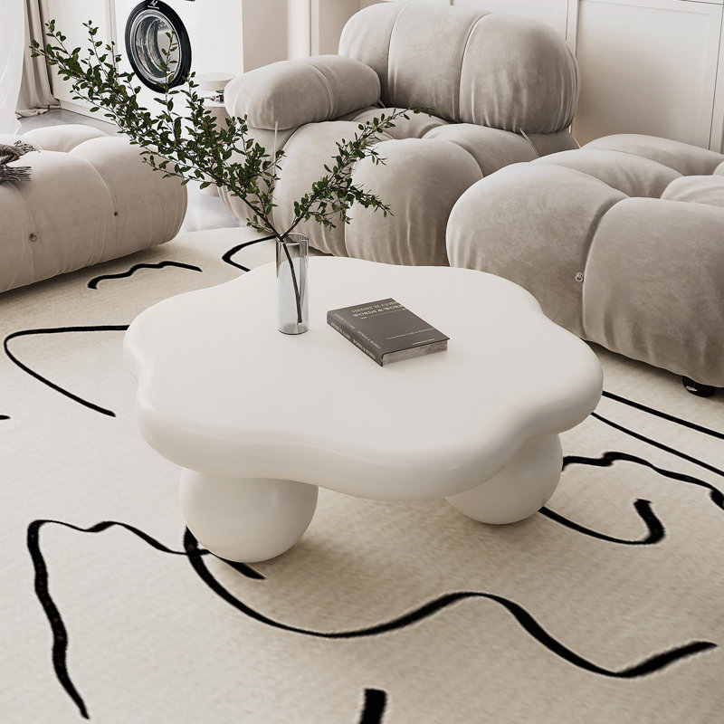 Table basse 35 "en forme de nuage crème, Crème, Crème