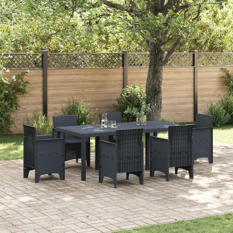 Table de jardin en rotin poly 78,74 x 39,37 x 28,74 po vidaXL Anthracite, H 28,7 po x l 78,7 po x P 39,4 po, Anthracite