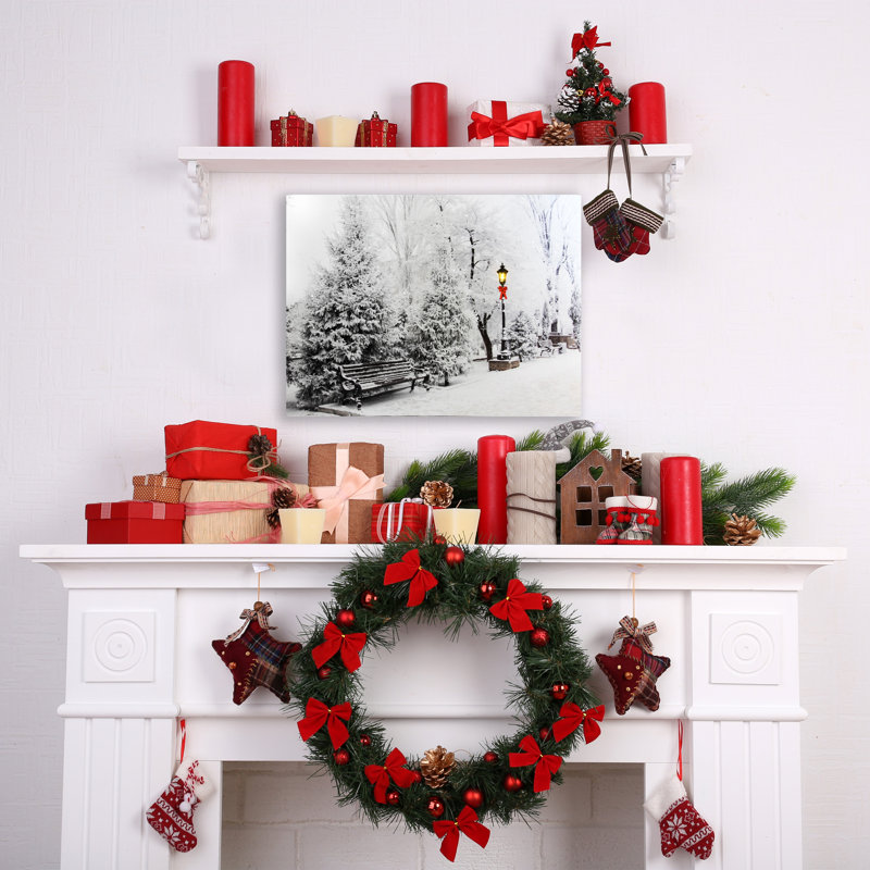 15.75 in. x 12 in. x 0.75 in. Winter Wonderland Battery Operated Lighted Wall Art
