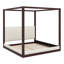 Élégante base de lit à baldaquin avec tête de lit rembourrée pour une chambre luxueuse-129942420-129942421